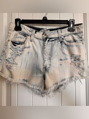 Light Blue Tie-Dye Denim Cutoff Shorts size Large runs small